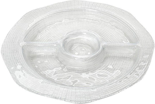 Espiel Glass Dessert Divided Serving Plate with 2 Slots Infinity Transparent Ø34cmxY3cm 34x34x3cm DAC1049