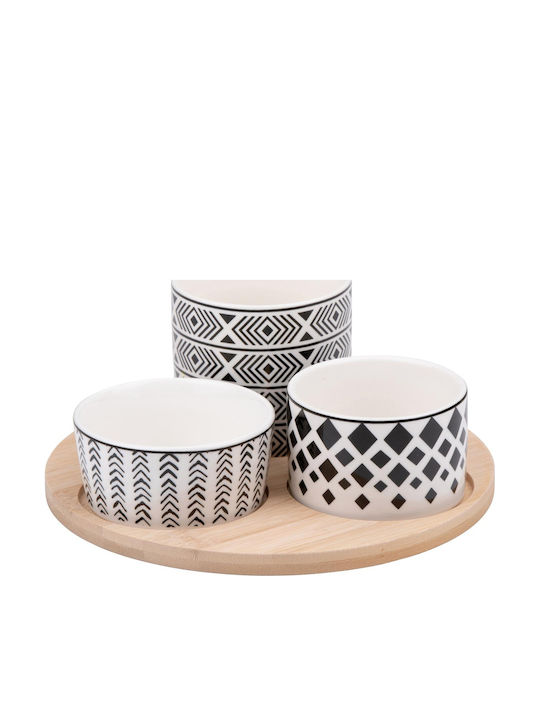 Atmosphera Porcelain Dessert Divided Serving Tray with 3 Slots Multicolour Ø20cmxY8.5cm 20x20x8.5cm 3pcs 24034