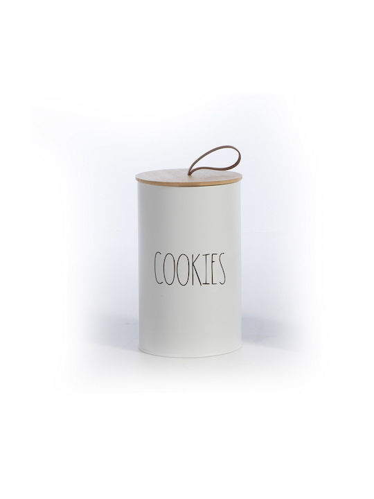 Nef-Nef Homeware Metallic Cookie Jar White 12x12x20cm