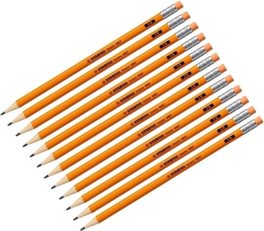 Creioane Stabilo 4907/54 Neon Portocaliu Gumă 12 Bucăți