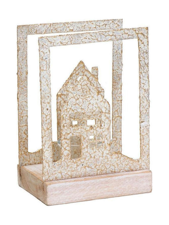 Espiel Houses Christmas Wood Beige Candlestick 18x12cm