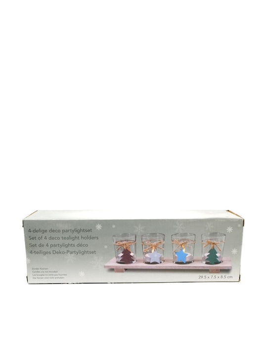 blokker Christmas Glass Transparent Candlestick 29.5x8.5cm