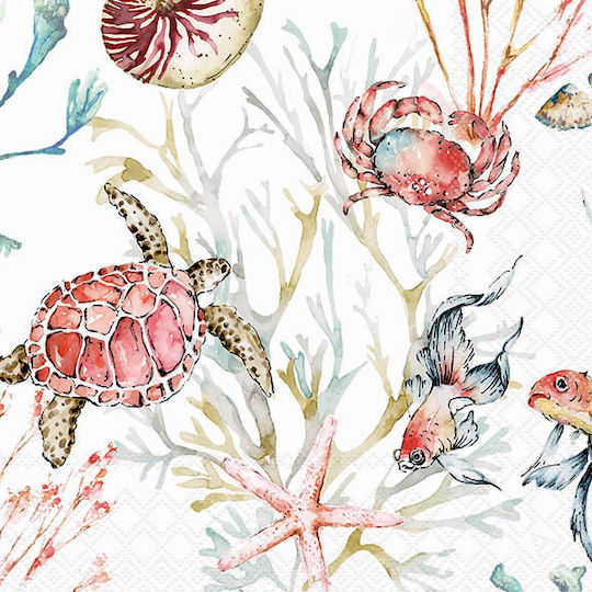Șervețele 3 straturi cu Animale Marine 20 buc 33x33cm 13318390 Ambiente