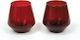 Set Candle Holders Glass for Tealights in Red Colour 7.5x10cm 6 Pieces