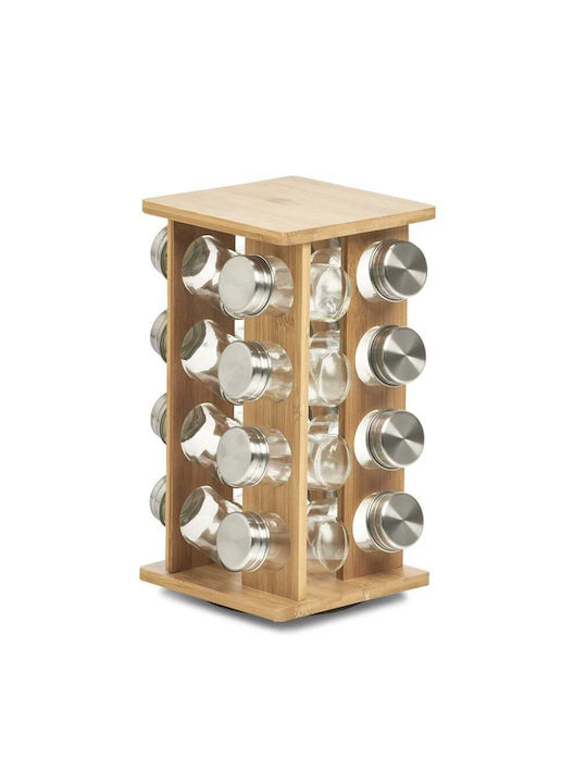 Zeller Glass Tabletop Spice Rack with Stand Brown 16pcs