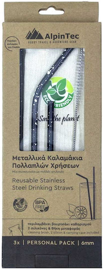 AlpinPro Straw Metal Black with Brush 1pcs