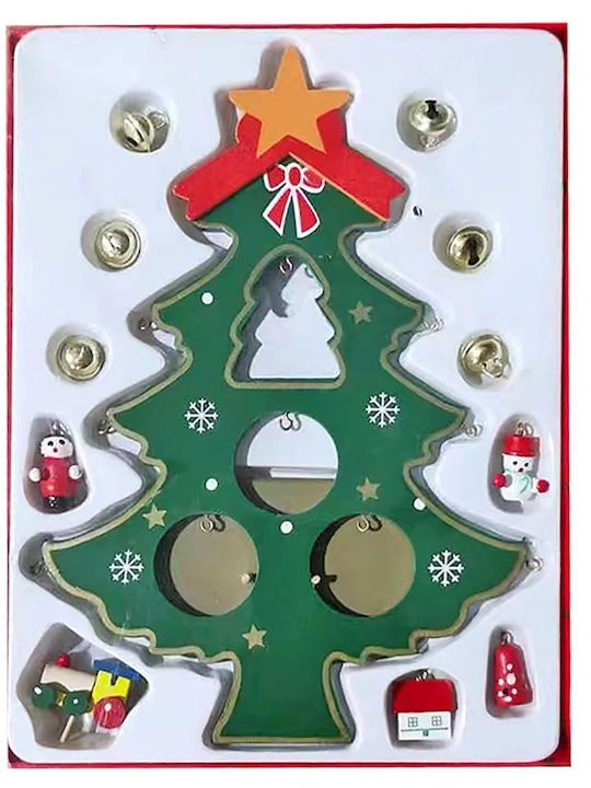 Xmasfest Christmas Decorative Wooden Tree 22cm Green 12 Pieces 1132698