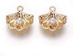 Metallic Hanging Seashell Pearl Gold 15.5mm 3pcs