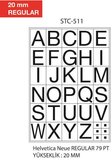 Tanex Stc 500 Series Numbers & Letters Stickers 2 Sheets In Polybag