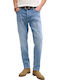 Mike Мъжки Панталон Джинсов Еластичен Regular Tapered Fit Светлосин