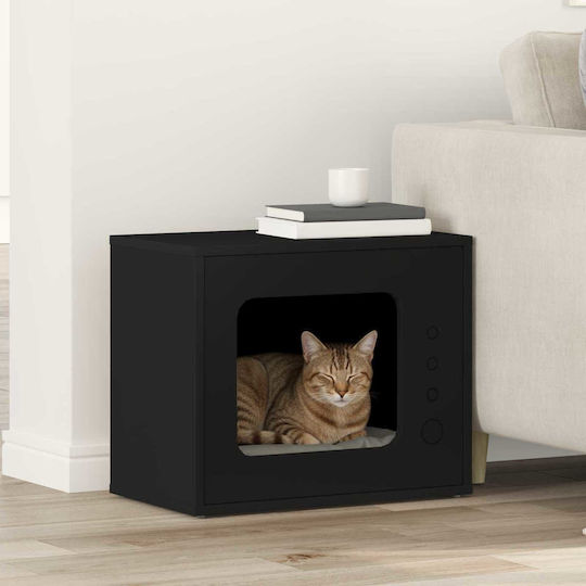 Vidaxl Σπίτι Γάτας Μαύρο 51 X 30 X 42 Εκ Επεξεργασμένο Ξύλο