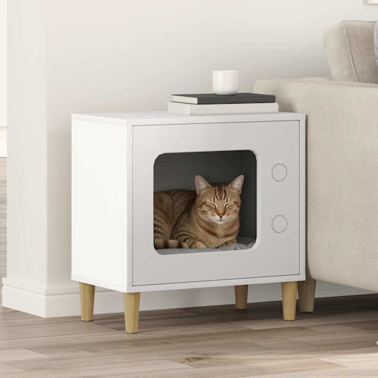 Vidaxl Cat House White 51 x 30 x 52 cm Engineered Wood