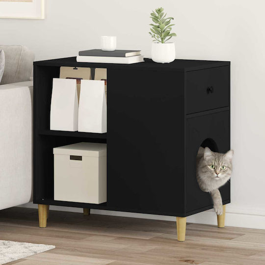 vidaxl Katzenbett Schwarz 72 x 42,5 x 70 cm aus bearbeitetem Holz