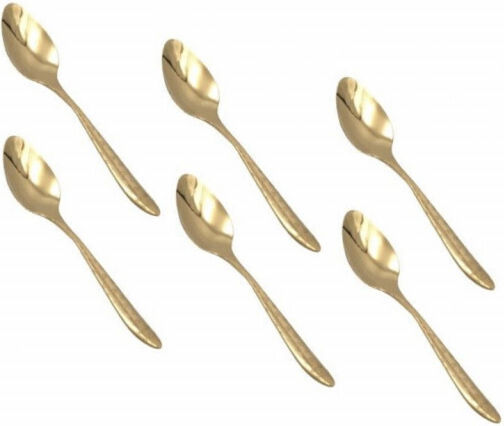 Set of 6 Puffy Diamond Spoons Coffee Tea Dessert Stainless Steel Gold 14 cm