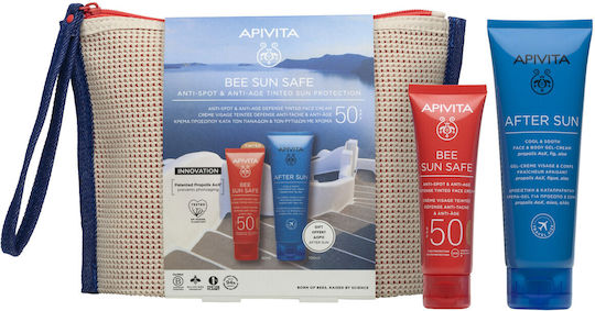 Apivita Bee Sun Safe Set with After Sun & Toiletry Bag SPF50 with Color 3 Pieces