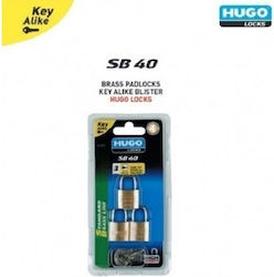 Hugo Locks SB 40 Steel Padlock Brass with Key 2...