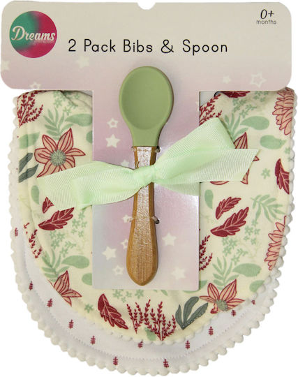 Dreams by Joyce Waterproof Bib Silicone with Button Green for 12 m+ 2pcs