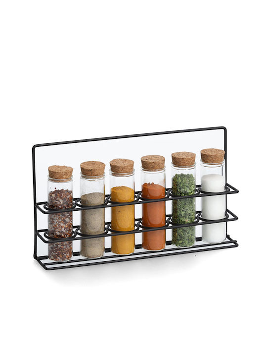 Zeller Glass Tabletop Spice Rack with Stand White 7pcs