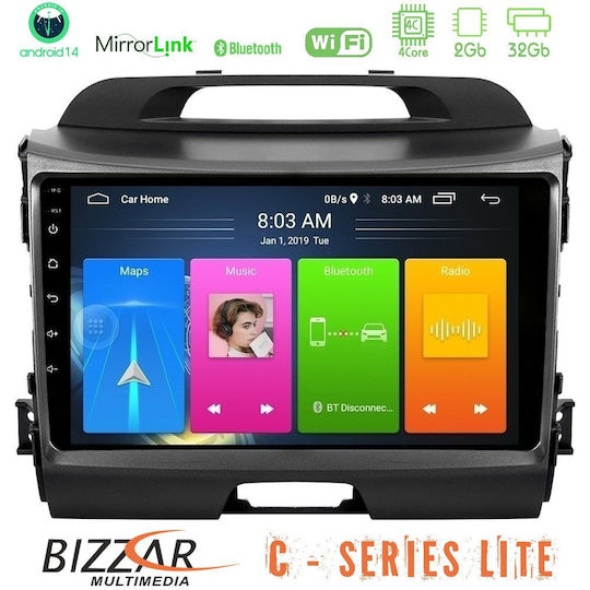 Bizzar Sistem Audio Auto pentru Kia Sportage 2012 2015 Bluetooth USB AUX Wi-Fi GPS Apple CarPlay Android Auto cu Ecran Tactil 9