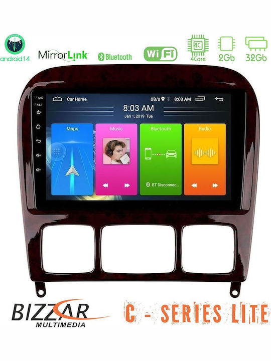 Bizzar Car Audio System for Mercedes-Benz S Class 1999-2004 (Bluetooth/USB/AUX/WiFi/GPS/Apple-Carplay/Android-Auto) with Touch Screen 9"
