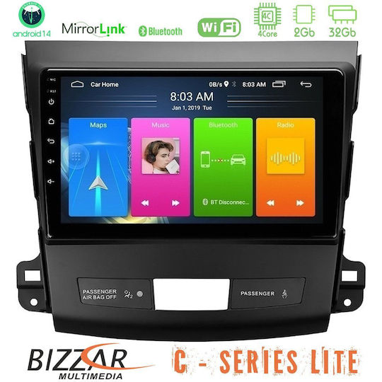 Bizzar Ηχοσύστημα Αυτοκινήτου για Peugeot 4007 Mitsubishi Outlander Citroen C-Crosser 2007-2012 (Bluetooth/USB/AUX/WiFi/GPS/Apple-Carplay/Android-Auto) με Οθόνη Αφής 9"