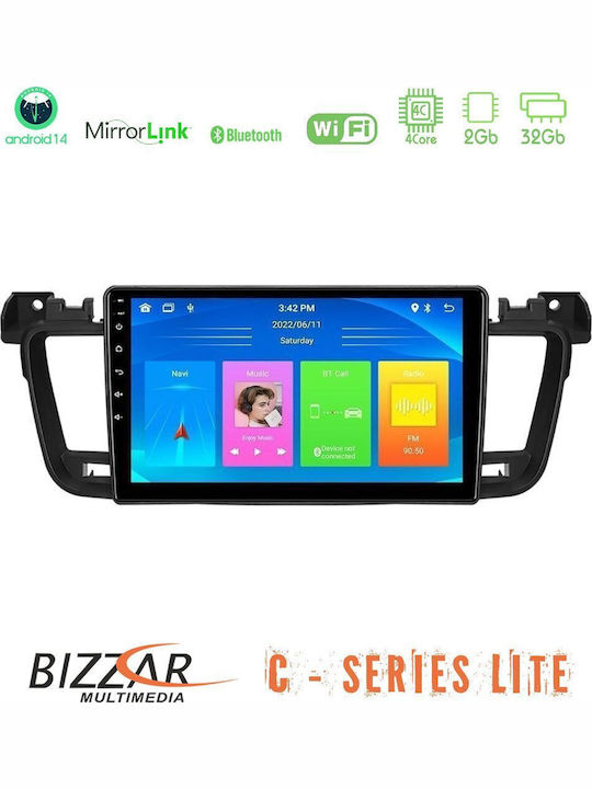 Bizzar Car Audio System for Peugeot 508 2010-2018 (Bluetooth/USB/AUX/WiFi/GPS/Apple-Carplay/Android-Auto) with Touch Screen 9"