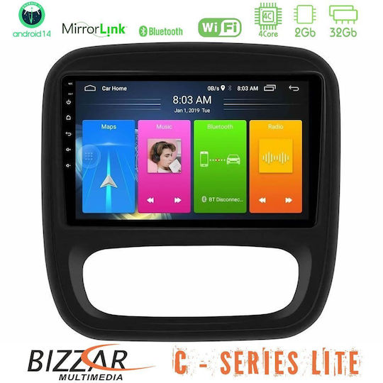 Bizzar Car Audio System for Opel Vivaro Fiat Talento Renault Trafic Nissan NV300 2014 with A/C (Bluetooth/USB/AUX/WiFi/GPS/Apple-Carplay/Android-Auto) with Touch Screen 9"