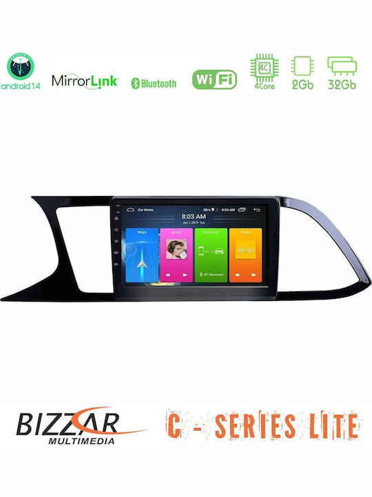 Bizzar Auto-Audiosystem für Seat Leon 2013 – 2019 (Bluetooth/USB/AUX/WiFi/GPS/Apple-Carplay/Android-Auto) mit Touchscreen 9"
