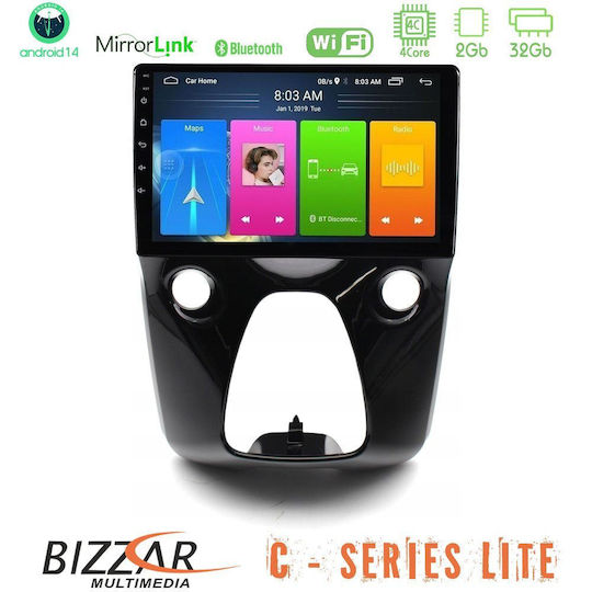 Bizzar Ηχοσύστημα Αυτοκινήτου για Peugeot 108 / 107 Toyota Aygo Citroen C1 2014 (Bluetooth/USB/AUX/WiFi/GPS/Apple-Carplay/Android-Auto) με Οθόνη Αφής 10"