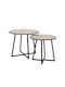 Rundes Beistelltisch Cruz Holz Beige 2 Stück M50xL50xH40cm