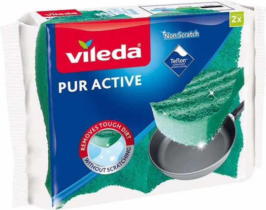 Vileda Pur Active Комплект Спонджове Плочи Зелени 2бр