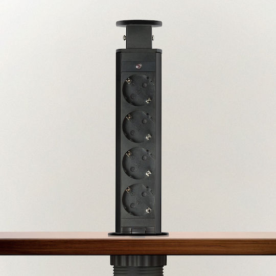 Hidden Electric Distributor 4 Sockets Glossy Black Delight