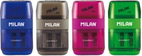 Milan Plastic Dublă Ascuțitoare Butoiaș cu Radieră (Culori diverse) 1buc 4703116