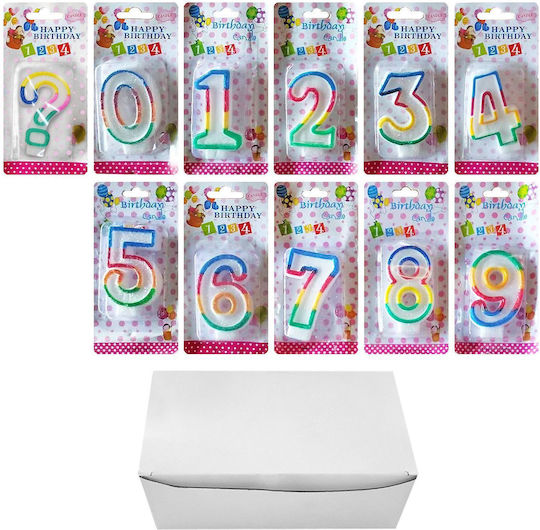 HOMie Birthday Candle Number Card=14x7cm Candle=6.5cm Homie 3773-pack of 12