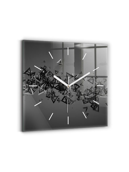 Tulup Leise Wanduhr Glas Schwarz 30x30cm