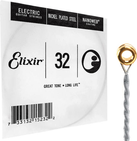 Elixir Single Nickel Plated Steel String for Lute Nanoweb 32" Ball End