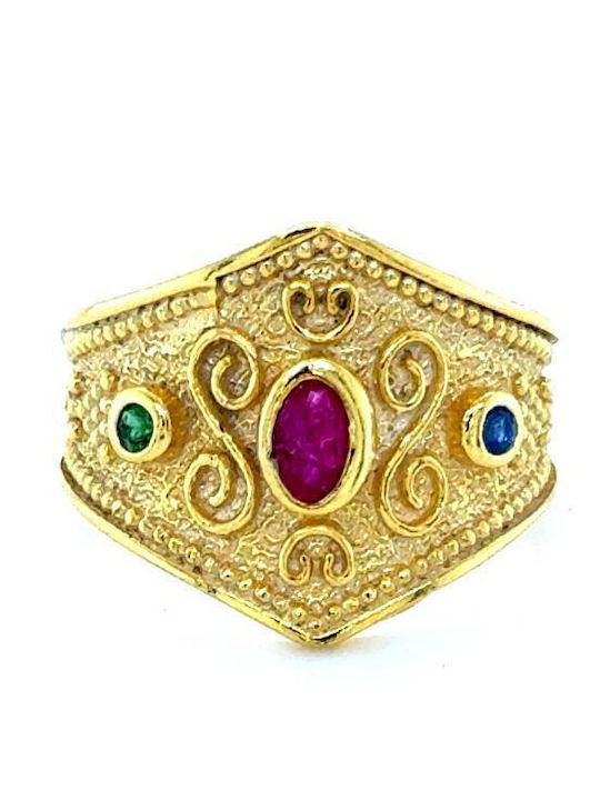 Drandakis Ring with Zircon made of Silver Gold Plated
