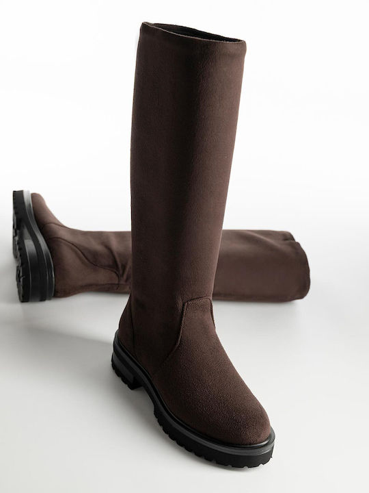 Bozikis Suede Γυναικείες Μπότες Καφέ