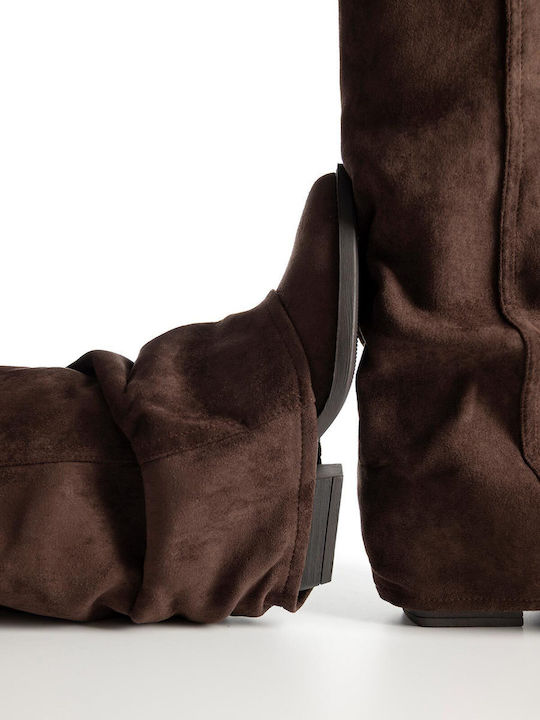 Bozikis Suede Medium Heel Women's Boots with Zi...