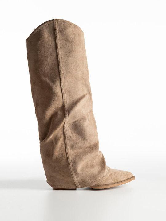 Bozikis Suede Medium Heel Women's Boots with Zi...