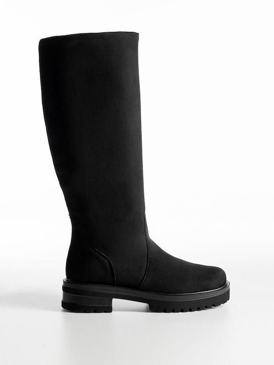 Bozikis Suede Γυναικείες Μπότες Μαύρες