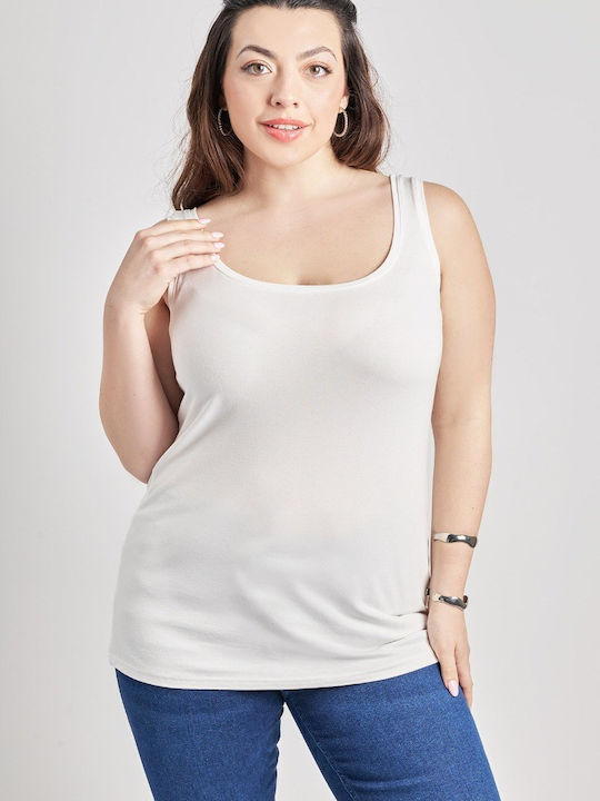 Bluza Damă Fără Mâneci Albă