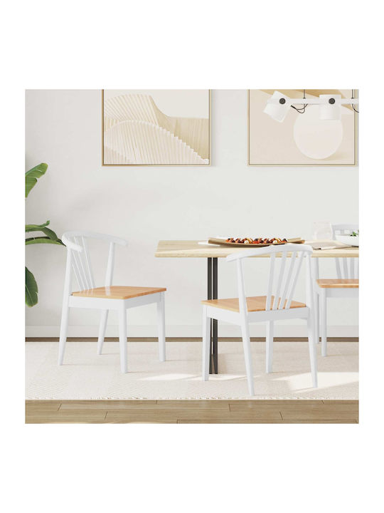 Dining Room Wooden Chair White and Natural 50.5x61x80.5cm 2pcs
