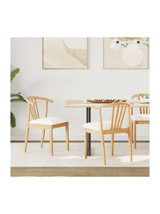 Dining Room Wooden Chair Natural and White 50.5x61x80.5cm 2pcs