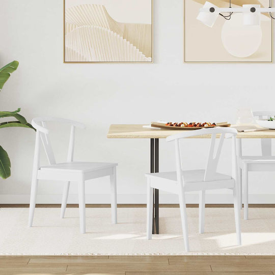 Dining Room Wooden Chair White 50.5x61x80.5cm 2pcs