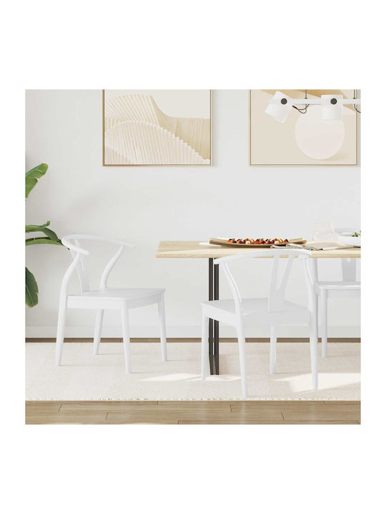 Dining Room Wooden Chair White 54.5x53x77cm 2pcs