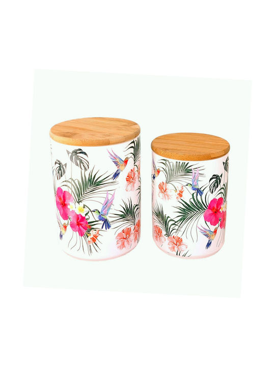Set 2 Pieces Sugar Coffee Jars with Lid Porcelain White 12x17cm 2 Pieces