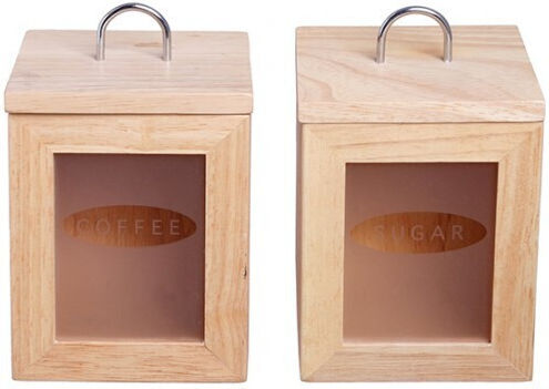 Etoile Set 2buc Borcane pentru Maro / Zahăr cu capac ermetic Sticlă Maro 10x10x14cm