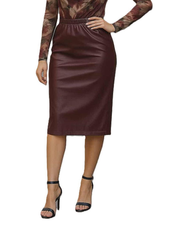 Voice Leather High-waisted Midi Skirt Burgundy