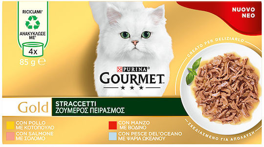 Purina Gold Straccetti Wet Food for Cats in Pouches 4x85gr
